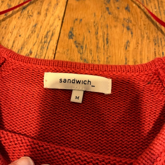 ❤️ Sandwich_ Textured Red Cotton Sweater – Size M - Picture 2 of 8